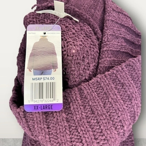 NWT ~ SEVEN 7 CHENILLE SWEATER ~ BLACKBERRY WINE COLOR ~ SIZE XXL - Picture 6 of 8